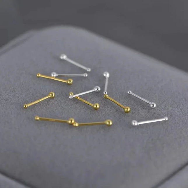 2pcs Ear Piercing Silver Needle Ear Stick Stud Earrings For Women Maintaining Ear Hole Small Tiny Round Ball Ear Jewelry