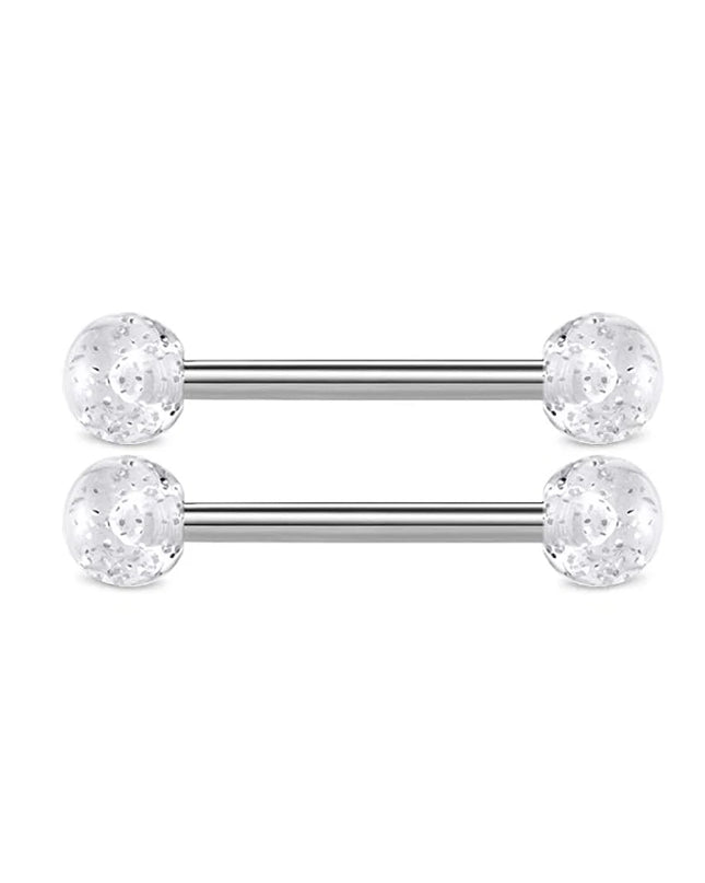 48 Pcs/2 Pcs Nipple Ring Tongue Ring Surgical Steel Straight 14G Barbell Piercing Jewelry 12MM 14MM 16MM Women's and Men's Glow