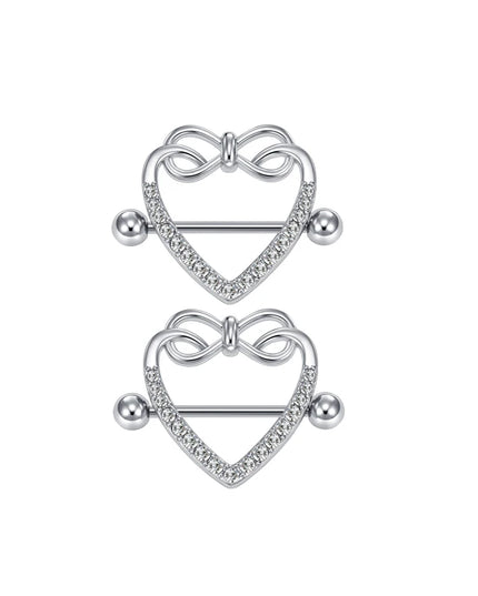 1Pair Heart Shaped Nipple Rings Piercing Jewelry for Women Sexy Clips Stianless Steel Nipple Ring Clamps Pierced Body Jewelry
