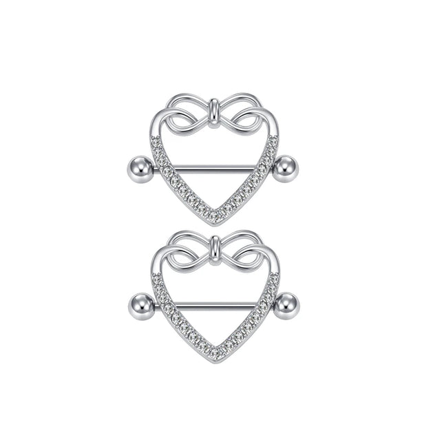 1Pair Heart Shaped Nipple Rings Piercing Jewelry for Women Sexy Clips Stianless Steel Nipple Ring Clamps Pierced Body Jewelry