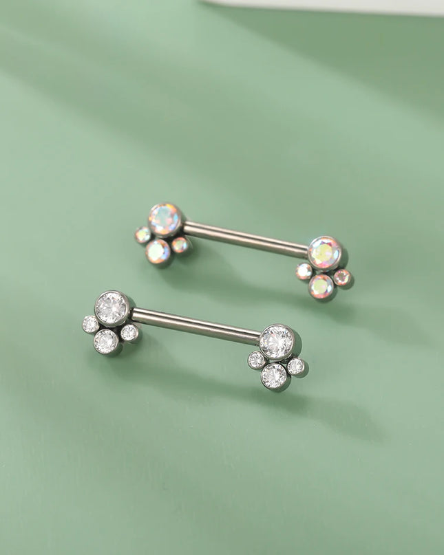 1Pc Titanium Nipple Barbell Piercing Zircon Nipple Ring with Pendant Bar Piercing Internally Threaded Women Body Accessaries