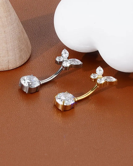 1Pc Titanium Belly Button Piercing Ring for Women CZ Heart Butterfly Dangle Navel Ring Belly Piercing Body Jewelry