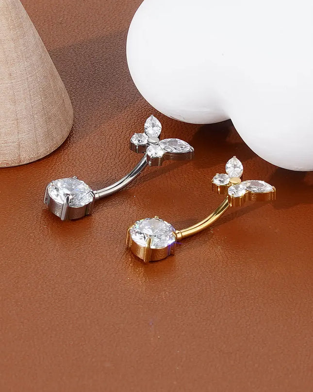 1Pc Titanium Belly Button Piercing Ring for Women CZ Heart Butterfly Dangle Navel Ring Belly Piercing Body Jewelry