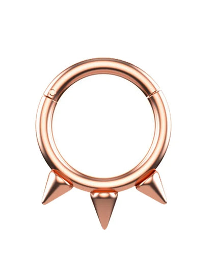 1Pc Punk Spiked Septum Ring - Nostril Piercing Surgical Steel Hinged Hoop Cartilage Earring Nose Clicker Segment Hoop
