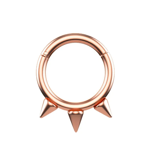 1Pc Punk Spiked Septum Ring - Nostril Piercing Surgical Steel Hinged Hoop Cartilage Earring Nose Clicker Segment Hoop