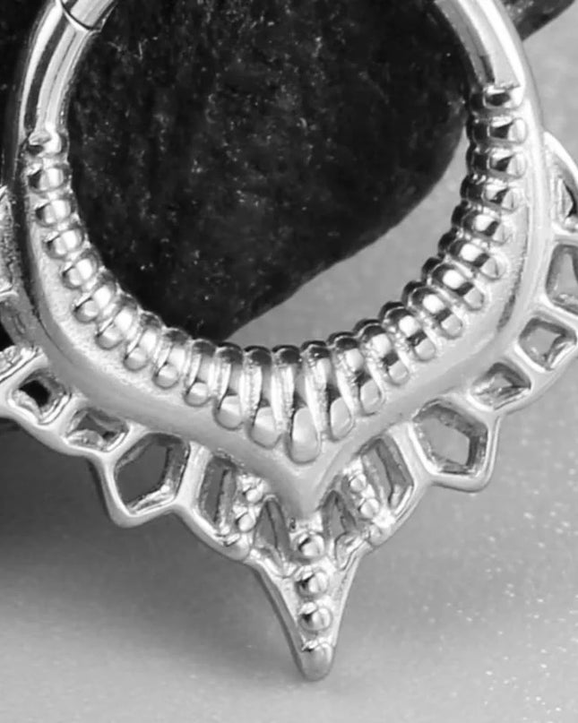 Giga 1PCS Vintage Stainless Steel Nose Rings Hinged Septum Earrings Cartilage Tragus Helix Hoops Body Piercing Jewelry