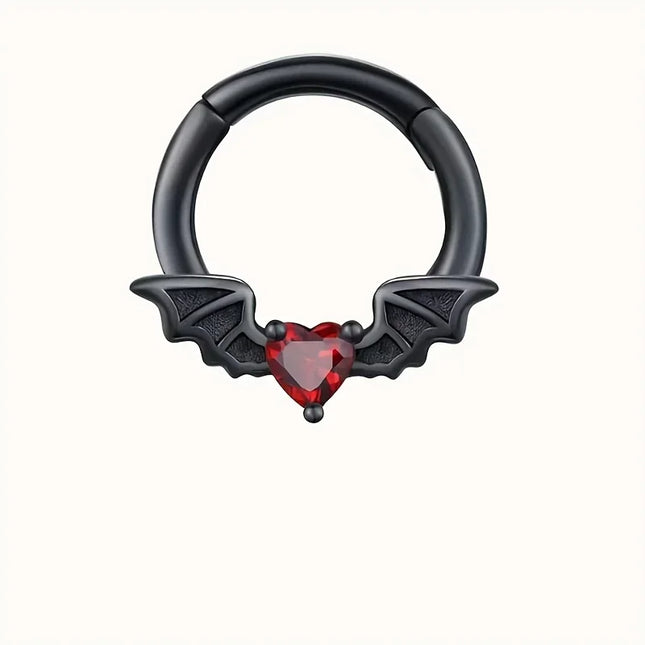 1PC stainless steel nose ring, bat nasal septum ring, hinge, earscreen cartilage, ear stud puncture, jewelry, heart, bee, star,