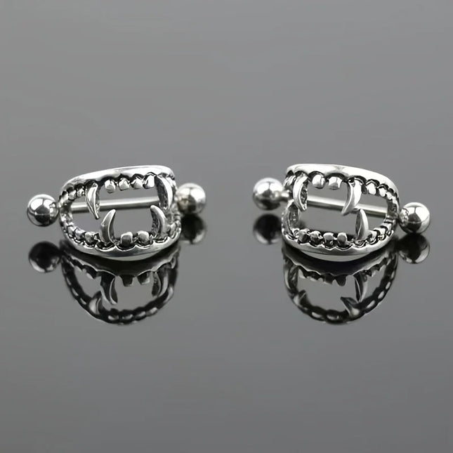 1 pair of ghost nipple piercing jewelry for a man and a woman, Halloween vampire skull nipple ring, copper and stainless steel n