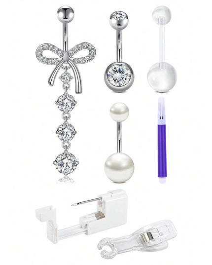 Belly Button Piercing Kit Gun Belly Piercing Gun Navel Piercing Belly Button Ring Piercing Kit Gun Pendant Belly Button Rings
