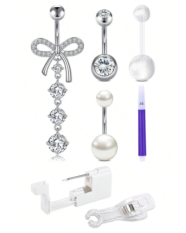 Belly Button Piercing Kit Gun Belly Piercing Gun Navel Piercing Belly Button Ring Piercing Kit Gun Pendant Belly Button Rings