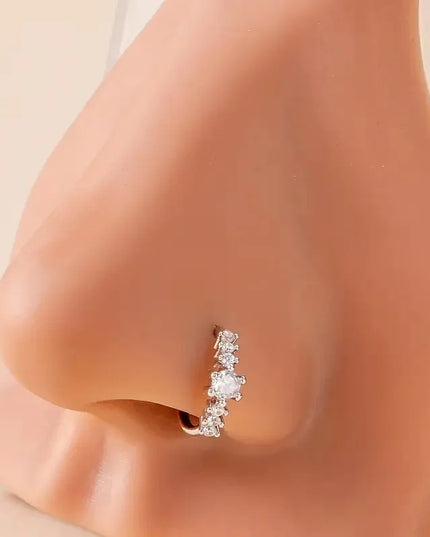 Simple Single Row Geometric S925 Silver Yellow Nose Ring Women's Body Perforated Ring Decorative Nails Daily Commuting