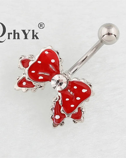 1Pc Stainless Steel Bow Piercing Fake Belly Button Ring Body Jewelry Ornaments For Women Simple Fashion Bow Belly Jewelry
