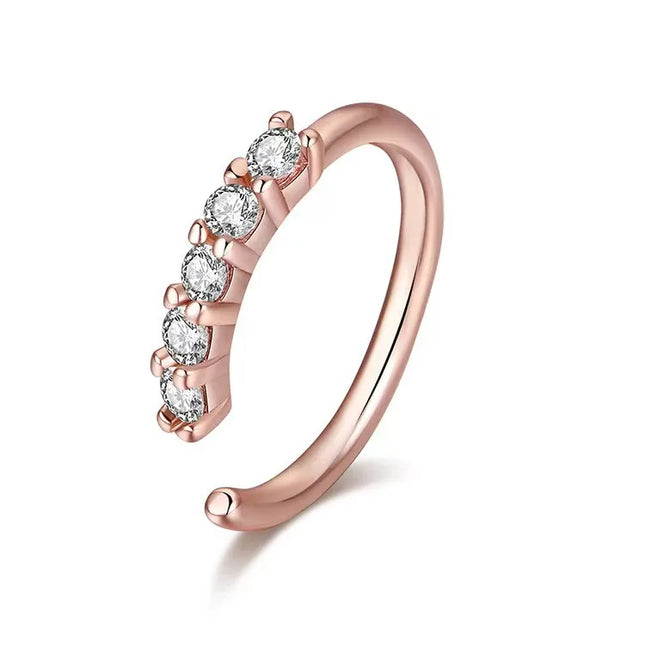 Fashion Single-row Miniature Zircon Nose Rings for Women Fine Drill Exquisite with Drill Opening Fake Nose Piercing Jewelry