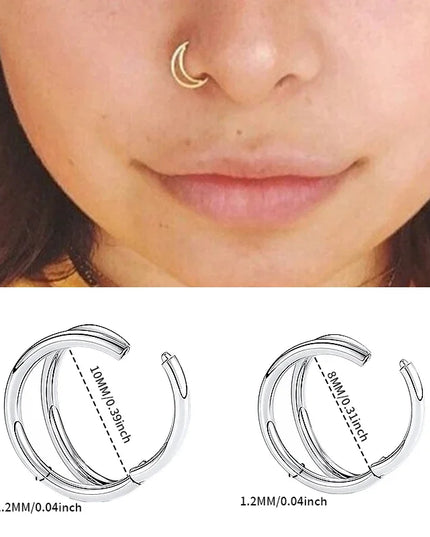 Nose Rings Hoops Double Septum Rings Cartilage Hoop Earring Piercing Nariz Open Stacked Hoop Nose Rings for Women and Men Gift