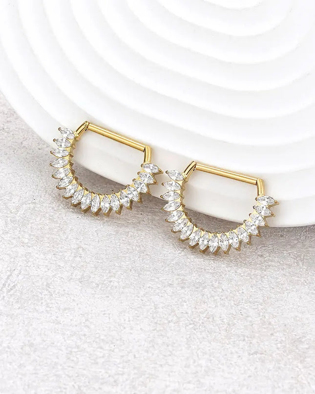 1Pc G23 Titanium CZ Zircon D Shape Nipple Piercing Ring 14G 14mm Nipple Barbell Jewelry Women Girl Nipple Shield Jewelry