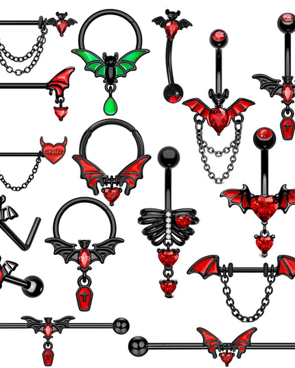 1-8Pcs Belly Button Rings for Women Steel Nipple Piercing Halloween Nose Rings Industrial Barbell Cartilage Earrings Stud Septum