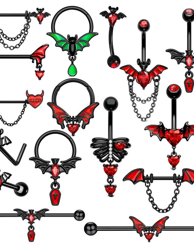 1-8Pcs Belly Button Rings for Women Steel Nipple Piercing Halloween Nose Rings Industrial Barbell Cartilage Earrings Stud Septum