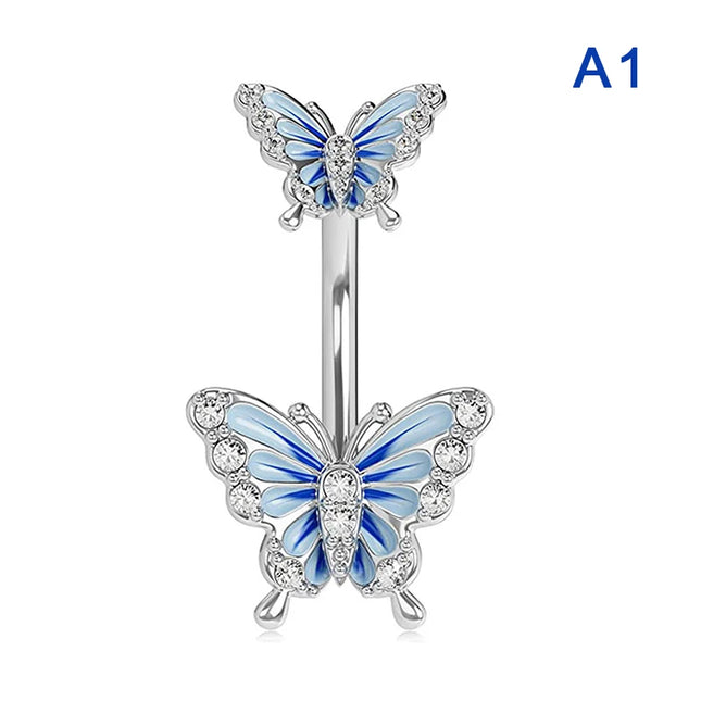 1Pcs Heart Belly Button Rings Pink 14G Women Fashion Belly Ring Dangle Cz Butterfly Punk Spider Navel Piercing Barbell Pircing