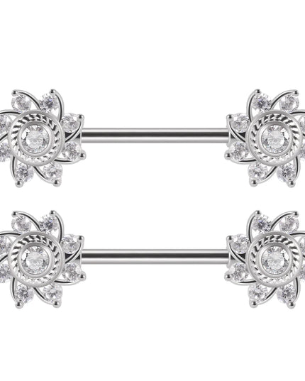 1Pair Sword Cross Nipple Piercing Barbell Surgical Steel Crystal Nipple Shield Cover Heart Butterfly Nipple Ring Body Jewelry14G