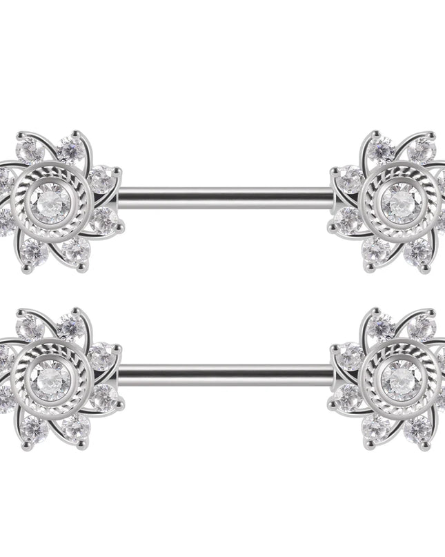 1Pair Sword Cross Nipple Piercing Barbell Surgical Steel Crystal Nipple Shield Cover Heart Butterfly Nipple Ring Body Jewelry14G