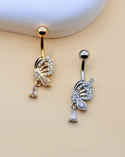 Steel Belly Button Ring Cute Devil Heart Cubic Zirconia Inlaid Hypoallergenic Navel Ring for Teen Girls Daily Use
