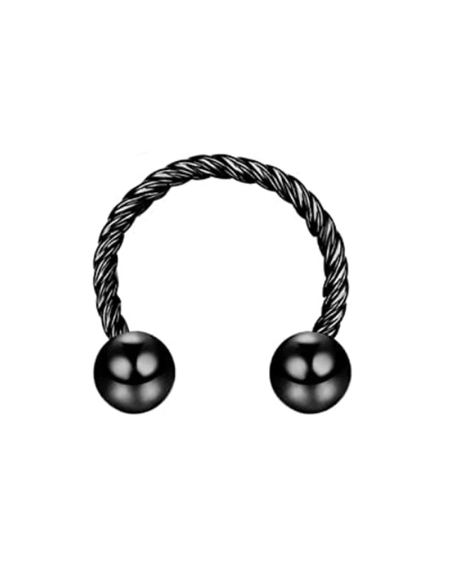 WKOUD Septum Rings Hoop Nose Ring Horseshoe Stainless Steel Cartilage Earrings Hoop Helix Tragus Septum Piercing Jewerly Black