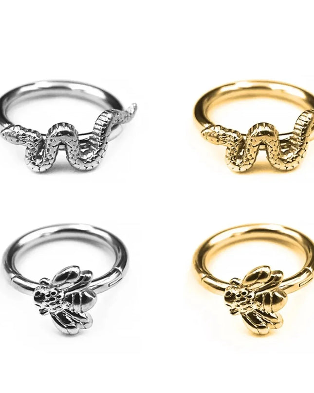 Nose Rings Hinged Segment Daith Hoop Rings Snake Bee Nose Ear Cartilage Ring Lip Septum Piercing Jewelry
