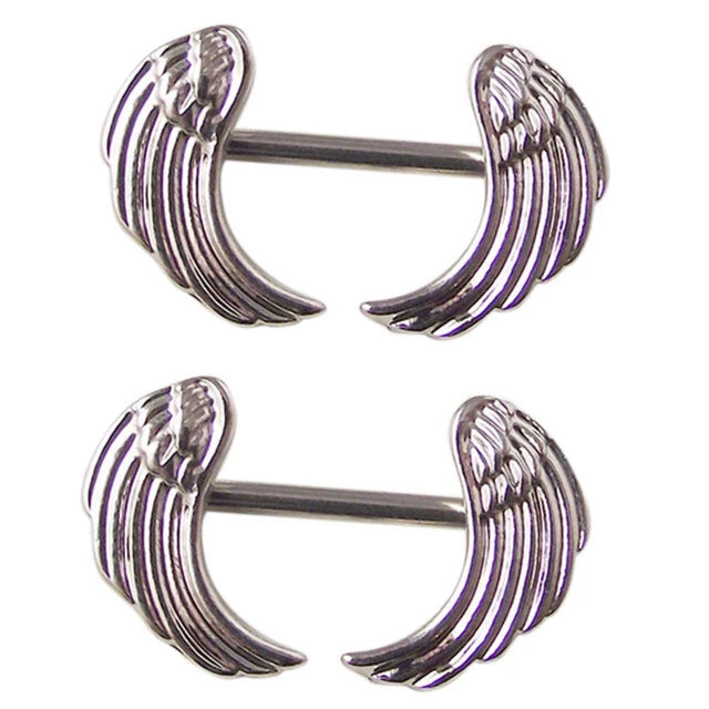 Straight Rod Snake Wing Nipple rings Breast Ring Heart Shaped Adjustable Nipple Piercing Human Jewelry