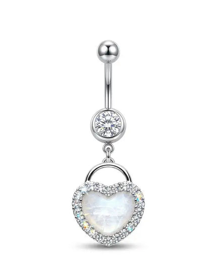 Stainless Steel Dangle Belly Button Rings For Women Shiny Cubic Zirconia Heart Butterfly Flower Navel Piercing Jewelry For Daily