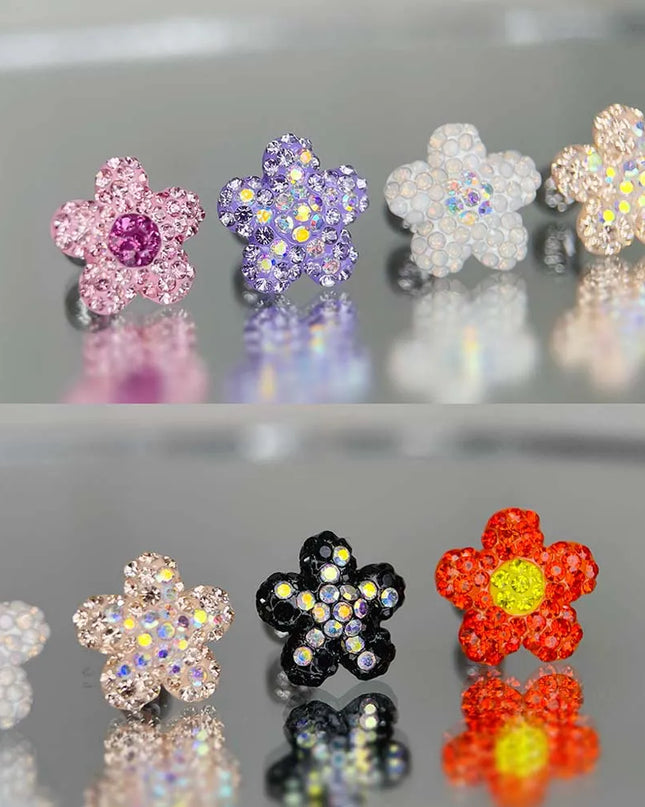 1PC Crystal Flower Helix Piercing Earring Stainless Steel Ear Piercing Conch Flat Piercing Cartilage Ear Stud Body Piercing