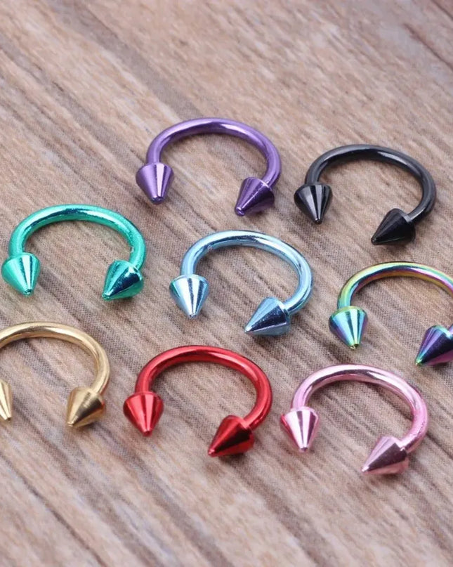 8X 16G 1.2mm Multicolour Septum Horseshoe Nose Ring Steel 3mm Cone Ear Tragus Monroe Lip Stud Body Piercing