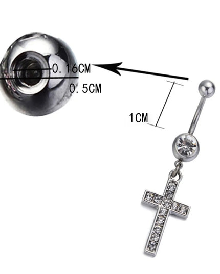 1 Pcs Fashion Zircon Dangling Belly Button Rings Navel Cross Piercing Earrings Belly Piercing Sexy Body Steel Jewelry