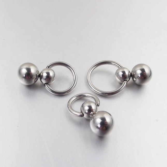Stainless Steel Double Ball Cucurbit Gourd Ring Eyebrow Curved Tragus Ear Piercing PA Nipple Ring Bar Lips Body Piercing Jewelry