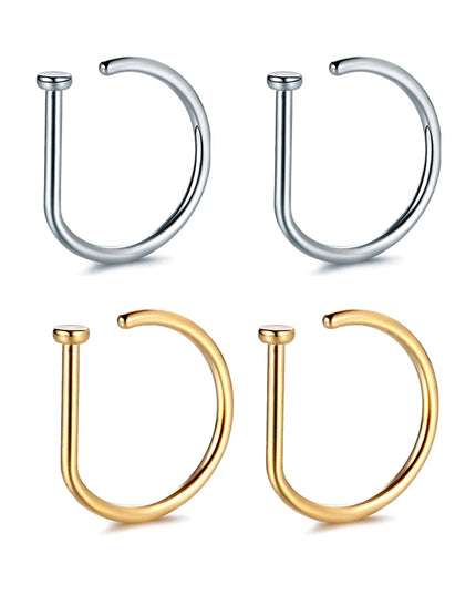 Fake Nose Ring Hoop Lip Labret Ring for Women Non Pierce Hoop Nose Ring  Septum Hoop  Ring Tragus Rook Ring Non Piercing Jewelry