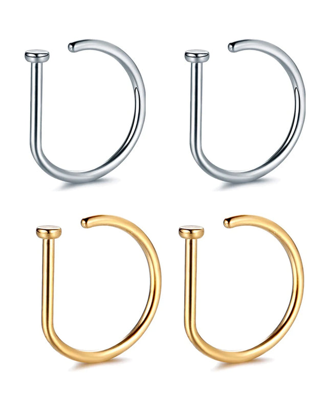 Fake Nose Ring Hoop Lip Labret Ring for Women Non Pierce Hoop Nose Ring  Septum Hoop  Ring Tragus Rook Ring Non Piercing Jewelry