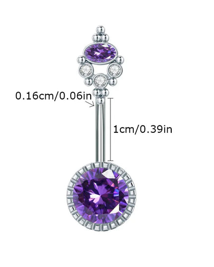 Belly Button Rings Mixed Purple Zircon Dangle Design Stainless Steel Durable Navel Rings for Daily Outfit Matching