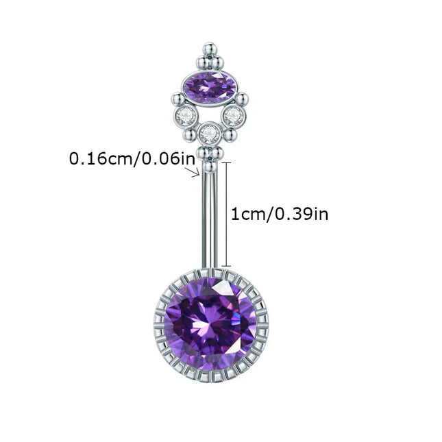 Belly Button Rings Mixed Purple Zircon Dangle Design Stainless Steel Durable Navel Rings for Daily Outfit Matching