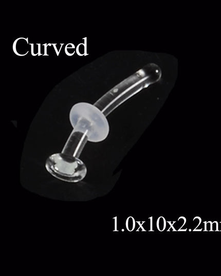 1PC Glass Nose Helix Studs Transparent Straight Curved Nose Ring Prevent Allergy Nariz Tragus Navel Piercing Body Jewelry