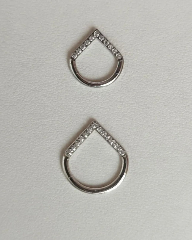 Surgical Steel Septum Nose Clicker Teardrop Shape Segment Ring Rhinestone Nose Ring Gold Hinged Body Piercing Jewelry Men