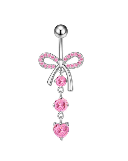 Surgical Steel Belly Piercing Jewelry Bow Dangle Belly Button Rings for Women CZ Navel Rings Body Jewelry