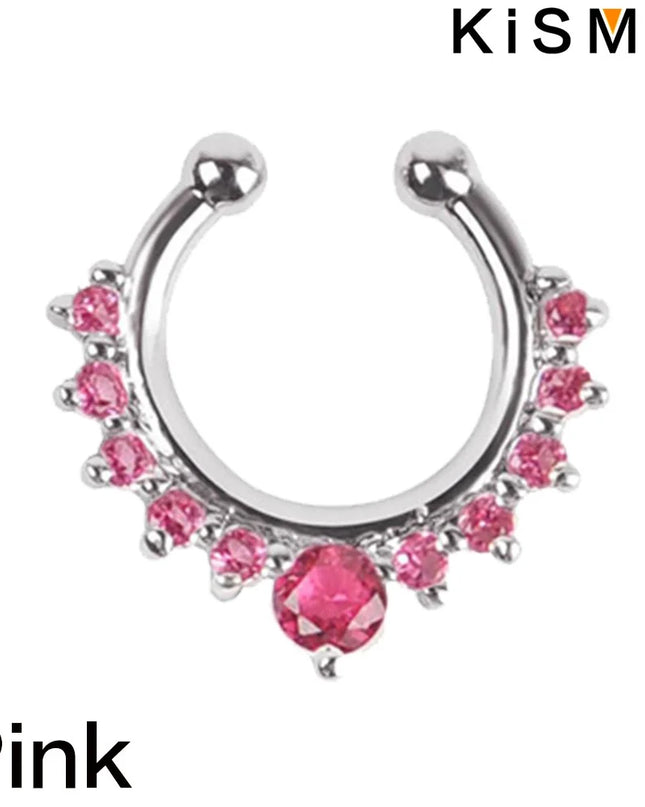 1PC Fashion Rhinestone Nose Ring Lip Ring Faux Septum Rings Unisex Jewelry Perfect for Women Men Stylish Earring Set