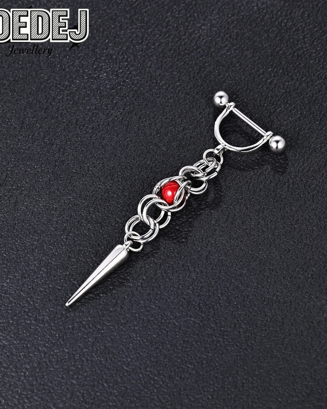 AOEDEJ 1 PC/1 Pair 14/16G Stainless Steel Nipple Rings Unisex Pendant Nipple Piercings Straight Rod Barbell Dangle Body Jewelry