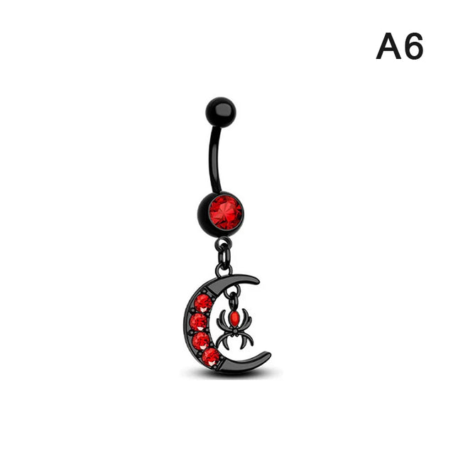 1Pcs Heart Belly Button Rings Pink 14G Women Fashion Belly Ring Dangle Cz Butterfly Punk Spider Navel Piercing Barbell Pircing