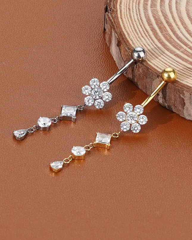 1Pc Titanium Belly Button Piercing Ring for Women CZ Heart Butterfly Dangle Navel Ring Belly Piercing Body Jewelry