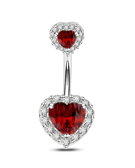Double Heart-Shaped Zircon Belly Button Ring Woman Stainless Steel Navel Ring for Girl Fashion Sexy Body Piercing Jewelry Gifts