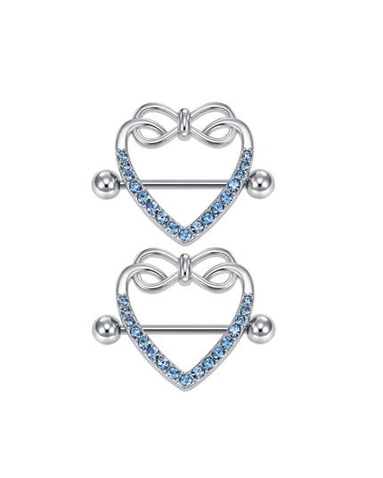 1Pair Heart Shaped Nipple Rings Piercing Jewelry for Women Sexy Clips Stianless Steel Nipple Ring Clamps Pierced Body Jewelry