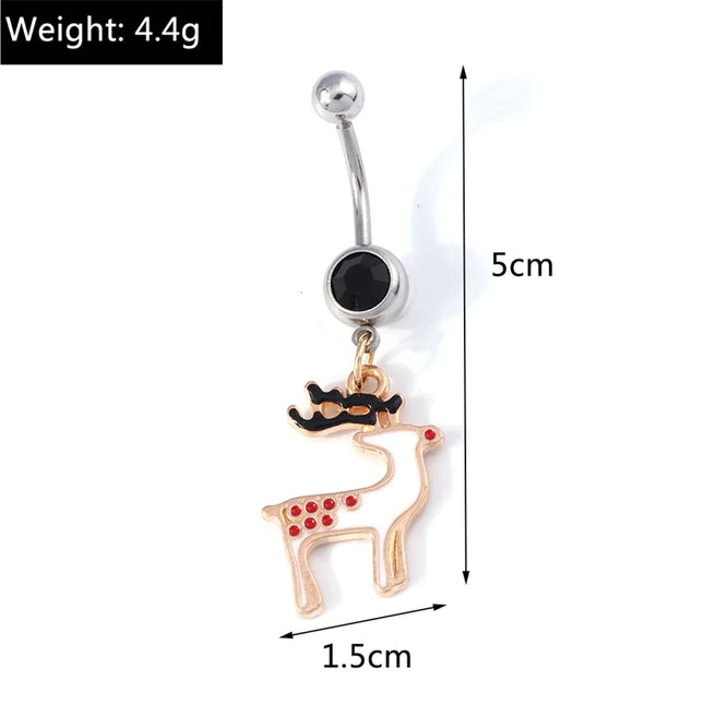 Cute Christmas Tree Belly Button Rings for Women Sexy Piercing Body Jewelry Navel Rings Girls Party Festival Jewelry Gifts
