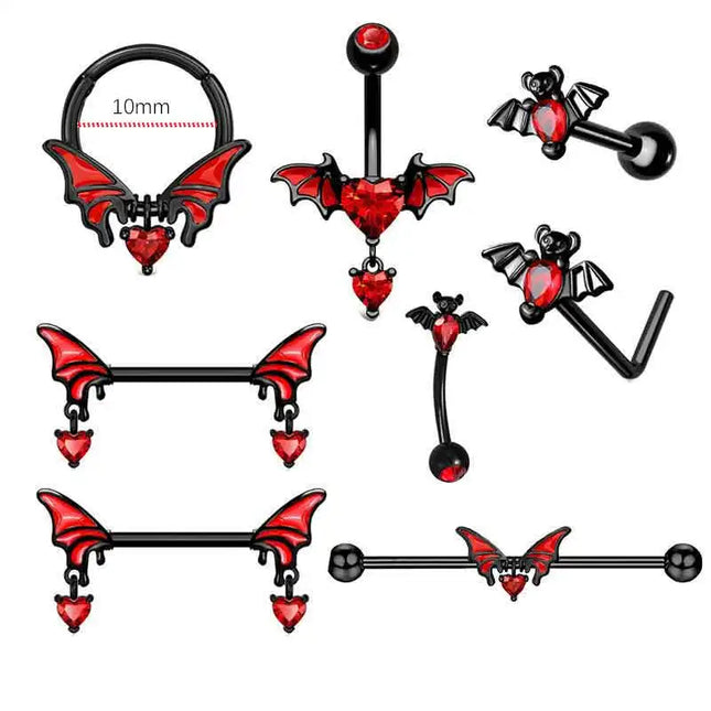 1-8Pcs Belly Button Rings for Women Steel Nipple Piercing Halloween Nose Rings Industrial Barbell Cartilage Earrings Stud Septum