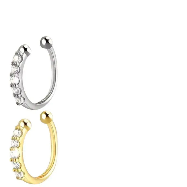 Non Piercing Nose Ring Cuff Sparkling Cubic Zirconia 2 Color Options Lightweight Comfortable Nose Jewelry for Concert Outfits