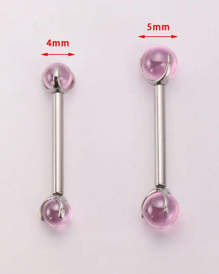 ASTM F136 Titanium Nipple Piercing 14G Internally Threaded Straight Barbell with Crystal Tongue Ring Nipple Industrial Piercing